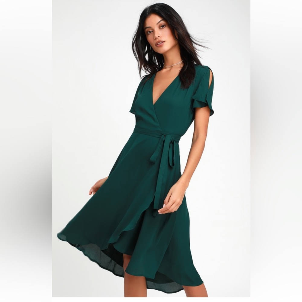 Lulus green midi wrap dress